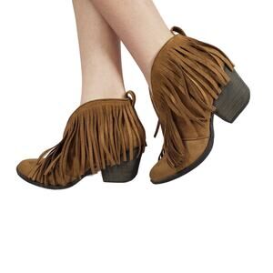 Coconuts by Matisse Women's Lombard Brown Suede Fringe Boots Size 6M